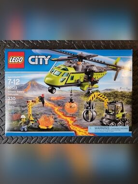 LEGO CITY 60123: Volcano Supply Helicopter, New & Factory Sealed, Retired & Rare